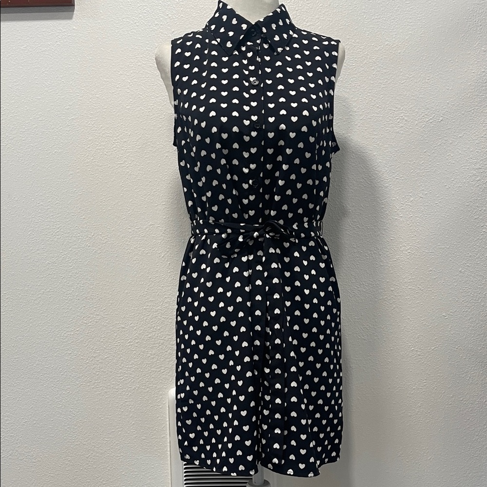 Forever 21 Sleeveless Black Dress with White Heart Print